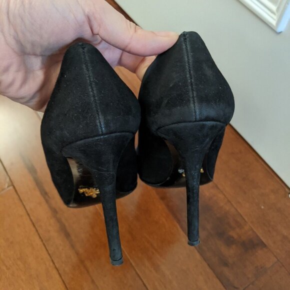Prada women's black suede heels in size 37 - Picture 6 of 11